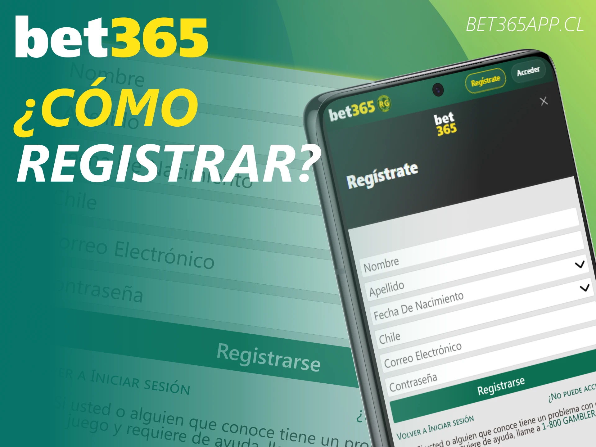 Completa el proceso de registro en Bet365 directamente desde la aplicación de forma rápida.