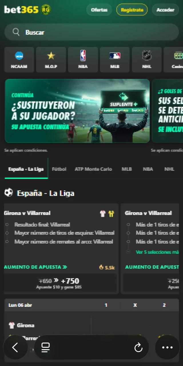 Ingresa al sitio oficial desde tu navegador móvil para descargar la Bet365 App en Chile.