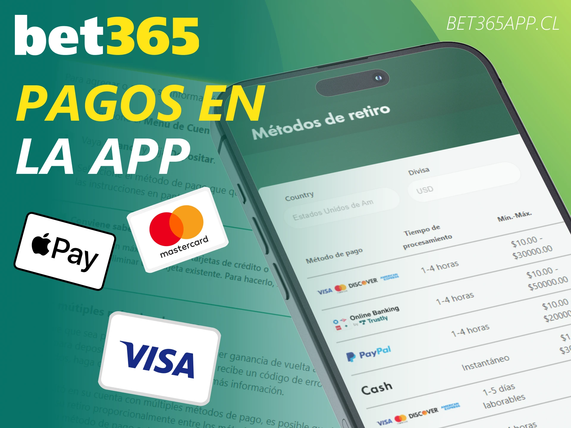 Gestiona tus depósitos y retiros de forma segura usando la Bet365 App en territorio chileno.