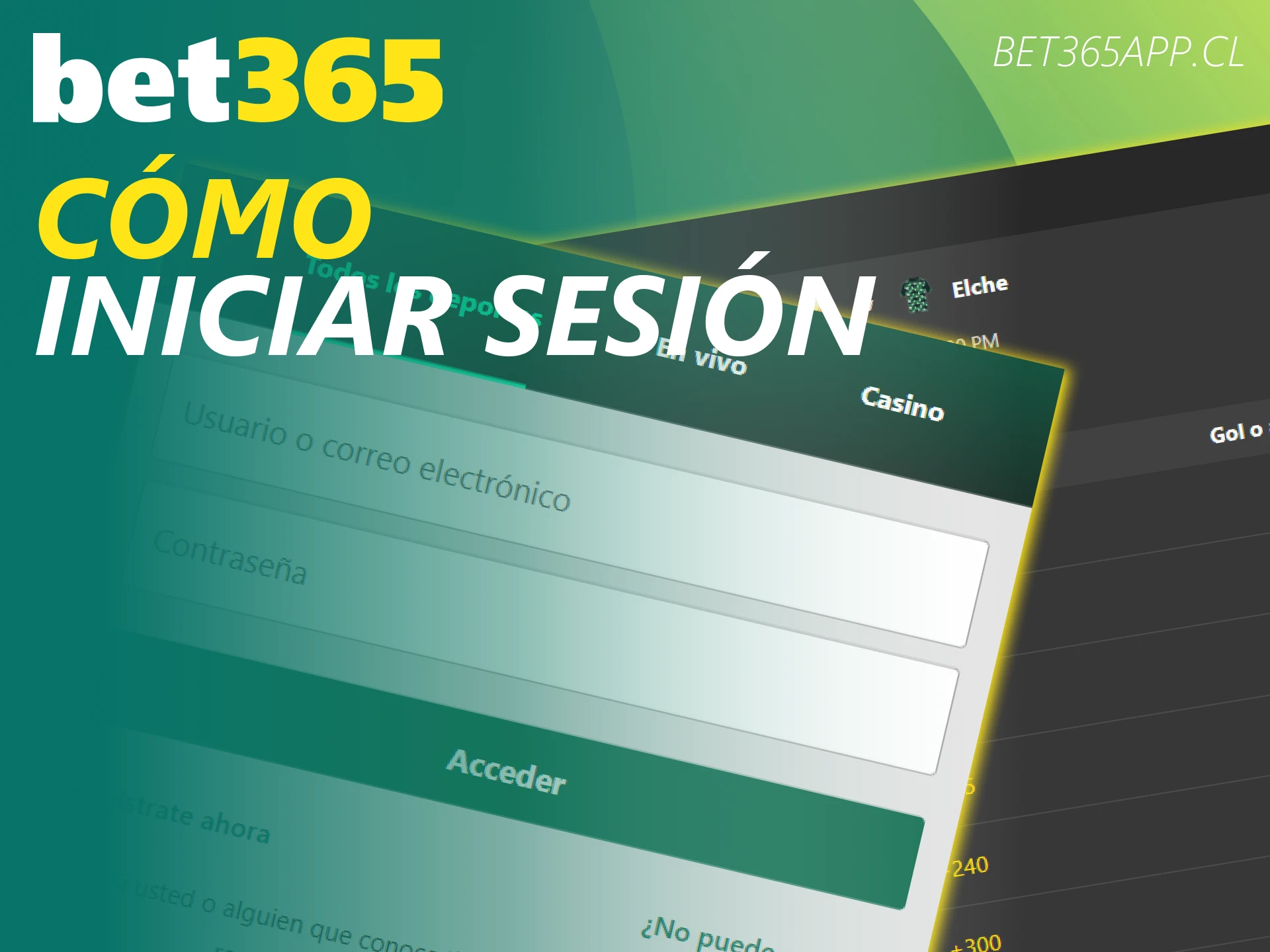 Inicia sesión en Bet365 para acceder a tus apuestas deportivas favoritas.