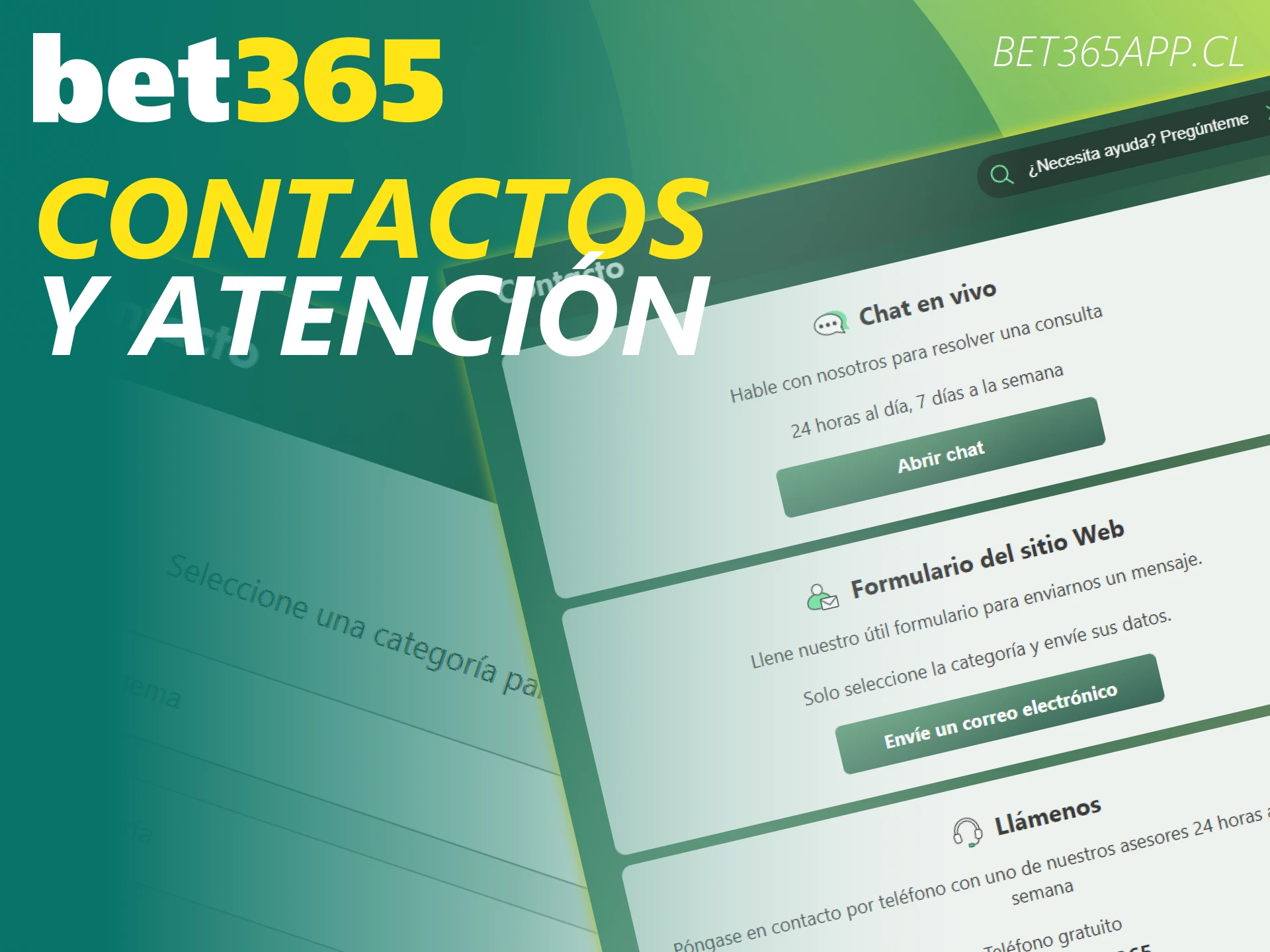 Contacta al soporte de Bet365 para dudas sobre apuestas deportivas.