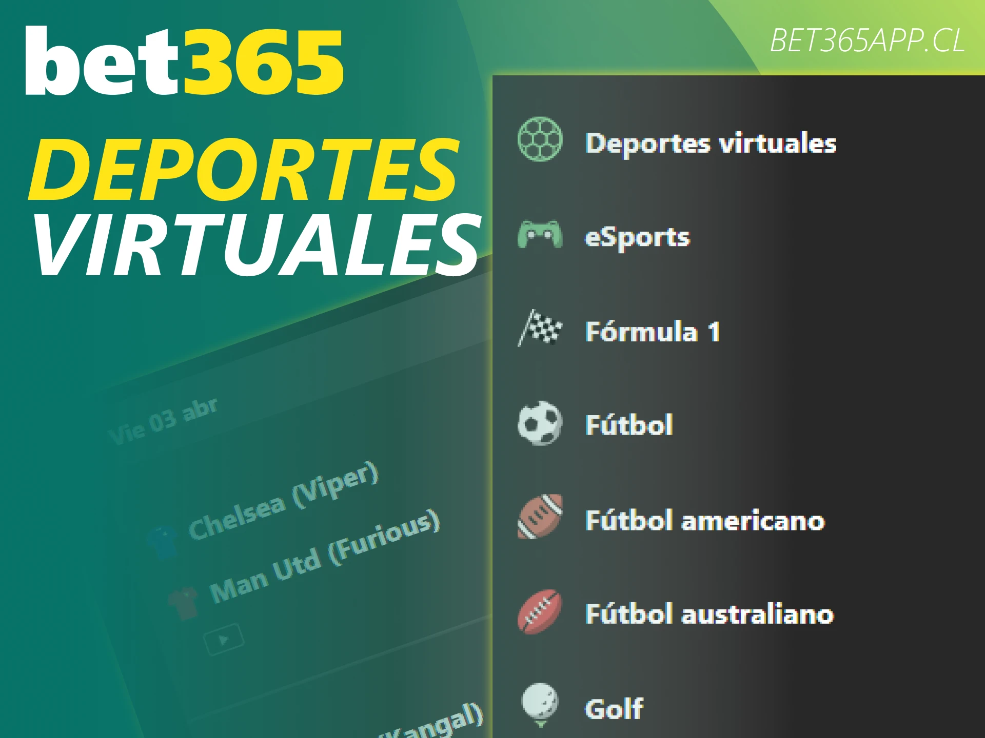 Haz apuestas deportivas en eventos virtuales disponibles dentro de Bet365.