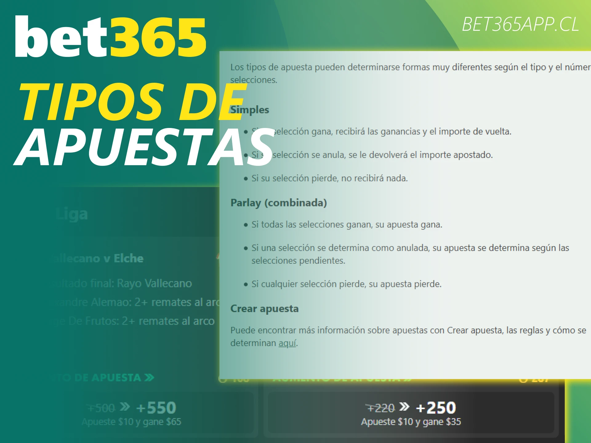 Explora los diversos tipos de apuestas deportivas que ofrece Bet365.